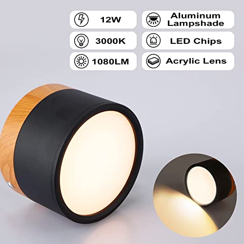 Temgin Plafonnier Spot LED 12W IP65 Downlight 3000K 1080LM Spot Plafond Ø11cm Aluminium Plafonnier Salon Noir Luminaire Spots Blanc Chaud pour Couloir Chambre Salle de Bain Cuisine - Image 4