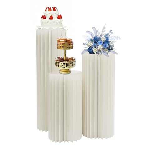 Cylinder Stands for Party,Set of 3, Foldable Cardboard...