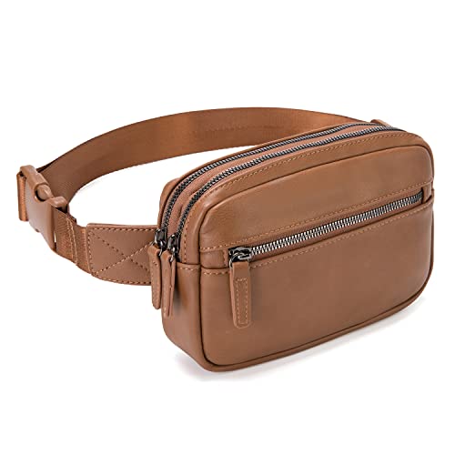 Gitus Bolsa de cinto feminina de couro sintético pochete moderna pochete bolsa transversal para mulheres com alça ajustável, Marrom, One Size, Estilo jeans