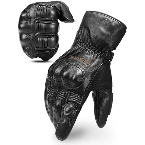 INBIKE Men's Winter Leather Motorcycle Gloves Cover