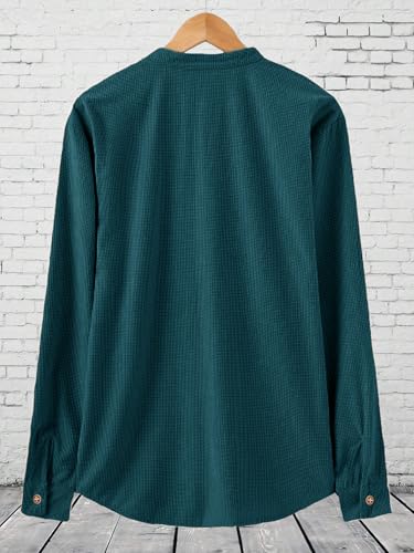 Image of Noble Monk Men Polycotton Solid Regular Kurta || Casual Plain Stylish Shirt for Man || Full Sleeve Band Collar Tshirt for Men || Casual Wear Tshirt for Man