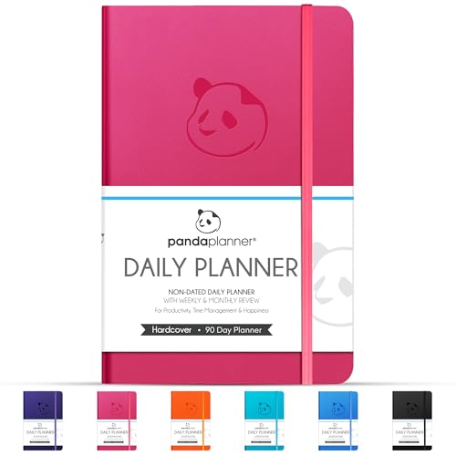 Panda Planner Classic Daily Planner 2026 – A5 Undated Daily Productivity & Quarterly Planner with Hourly Schedule, To Do List, Daily Journal, Goal Planner, Habit Tracker & Gratitude Organizer for Focus – Raspberry