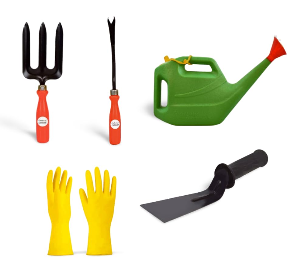 FADMAN Home Gardening Tool KIT (Garden Fork, Weeder, KHURPA, Watering CAN, Gloves-N) FADMAN Home Gardening Tool KIT (Garden Fork, Weeder, KHURPA, Watering CAN, Gloves-N)