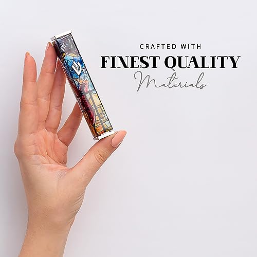 SURI Mezuzah for Door with Printed Scroll Inside | 4" Modern Mezuzah Case (Silver Yellow)