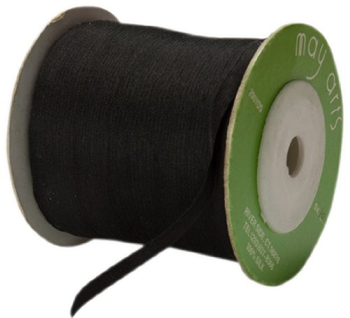 May Arts 1/8-Inch Wide Ribbon, Black Silk Ribbon