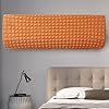 Morbuy Cubierta de Aire Acondicionado Antipolvo Seersucker de Color Sólido, Funda Protectora de Unidades de Pared Protector de Aire Acondicionado para Interiores (Naranja,2 Piezas)