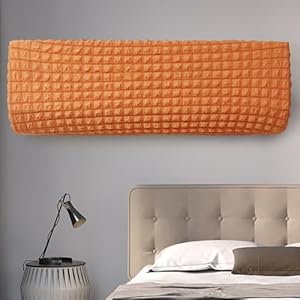 Morbuy Cubierta de Aire Acondicionado Antipolvo Seersucker de Color Sólido, Funda Protectora de Unidades de Pared Protector de Aire Acondicionado para Interiores (Naranja,2 Piezas)