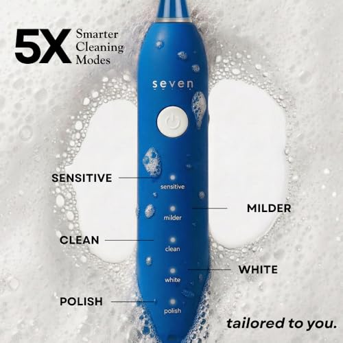 Image of Seven Oral Care SuperBrush Pro Electric Toothbrush for Adults | Rechargeable Toothbrush with Advanced Cleaning Technology | Soft Bristles | Gentle on Gums | Ergonomic Lightweight Design | Daily Oral Care (Midnight Blue)