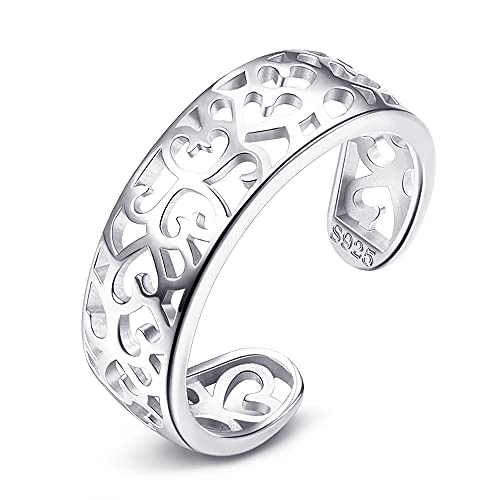 Image of Milacolato 925 Sterling Silver Toe Rings for Women 18K White Gold Plated Arrow Heart Infinity Vintage Celtic Knot Teardrop Daisy Flower Stylish Toe Rings Adjustable Toe Band Rings Summer Beach Foot Jewelry