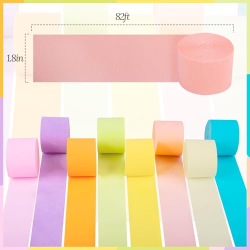Image of Crepe Paper Streamers, 8 Rolls Pastel Party Streamer for Spring Tea Party Decorations, Easter Wedding Bridal Baby Shower Decorations