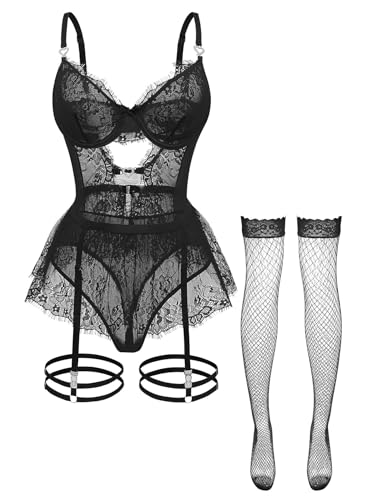 Image of Foxiny Sexy Lingerie Set 3 Piece Women Corset Bodysuit