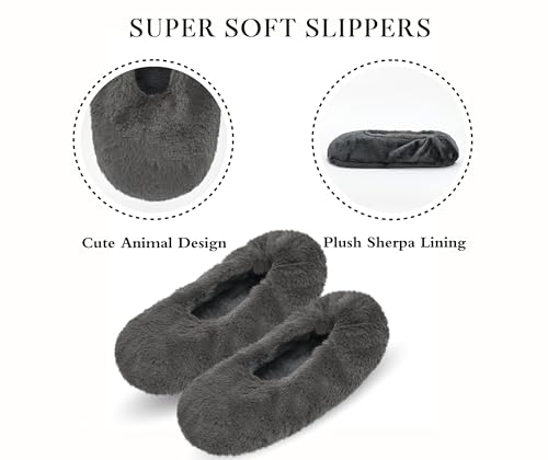 Image of Keyela Women's Ballerina Slippers,Non-Slip Bedroom Slippers Socks | Soft fuzzy slipper socks for ladies Indoor home slippers Cozy sock slippers Ballet Slippers