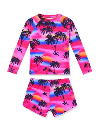 Image of Girls Rash Guard Swimsuit Two Piece Long Sleeve Bathing Suits