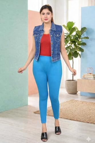 Image of Women Ankle Length Leggings Combo Multicolour Stretchable Cotton Yoga Gym Workout Pants Lyra Jeggings Casual Slim Fit