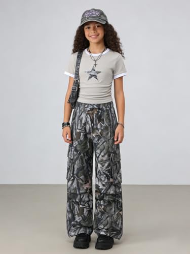 Image of Azmxynol Tween Girls Clothes 2 Piece Outfit T-Shirt Top + Cargo Pants, Teen Girl Trendy Clothing Set, Sizes 7-15 Years