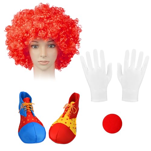 4PCS Conjunto de Disfraz Payaso Accesorios,para Halloween,Circo,Carnaval
