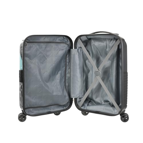 Image of Kamiliant by American Tourister ATHER|Printed Cabin Trolley Bag Small Size (55 cms) for Travel| Hard Case Polypropylene (PP) Suitcase|360 8-Wheel Spinner Luggage Trolley|Combination Lock|Black