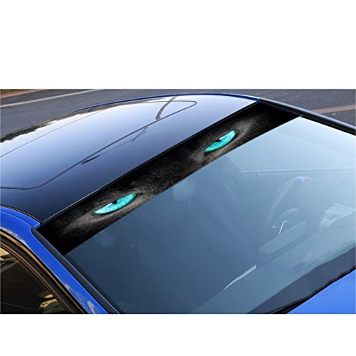 Lanzmyan Front Windshield Banner Decal Vinyl Front Sunshade Rear Visor Strip Sticker 3D Decoration Sticker Universal For 52.4'' X 8.3'',Leopard Eye #TOP3