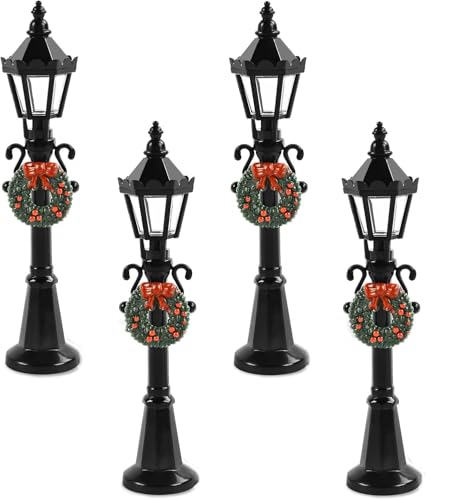 FGTOPBY Weihnachts Mini Straßenlaternen Modelle 4 Stück, Wichtel...
