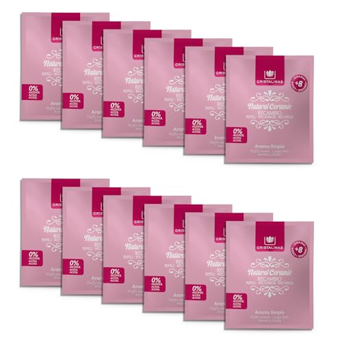 CRISTALINAS | Pack 12 Recambio Ambientador para Armario | Pack Ahorro | Cerámica Sólida | Larga Duración 8 Semanas | 0% Alcohol (PACK 12, Aroma a Limio)