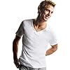 Hanes Paquete de 3 camisetas de algodón sin etiqueta con cuello en V para hombre, Blanco, paquete de 6.