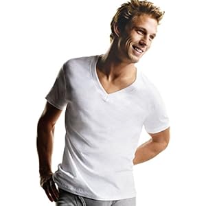 Hanes Paquete de 3 camisetas de algodón sin etiqueta con cuello en V para hombre, Blanco, paquete de 6.