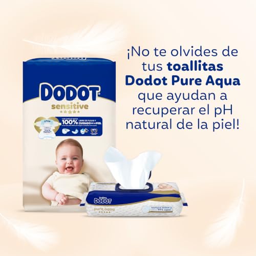 Miniatura 2 de Dodot Pañales Bebé Sensitive, Talla 1 (2-5kg), 224 Pañales + 1 Pack de 40 Toallitas Regalo de Aqua Plastic Free, Nº1 en Protección de la Piel deDodot, Pack Mensual