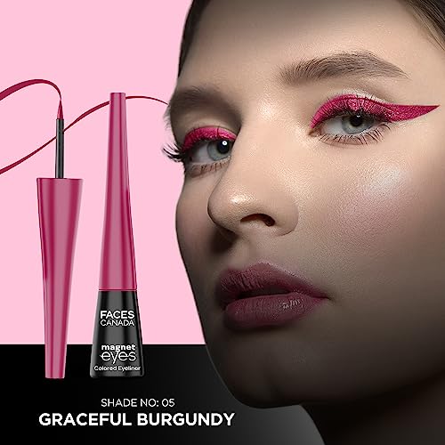 FACESCANADA Magneteyes Color Eyeliner Gel - Graceful Burgundy,4 Ml|Glossy Finish|24Hr Long-Lasting|Waterproof|Smudgeproof|Precise Application|Intense Color Payoff|Almond Extract & Vitamin E