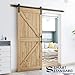 SMARTSTANDARD 6.8 FT Heavy Duty Sturdy Sliding Barn Door Hardware Kit, Black, (Whole Set Includes 1x Pull Handle Set & 1x Floor Guide) Fit 36
