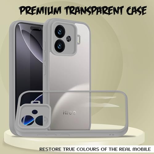 Image of V-TAN Back Cover for IQOO Neo 10R 5G, Transparent Clear Case Compatible with IQOO Neo 10R, TPU, Camera Protective, Scratch Resistant Shockproof Mobile Cover with Anti-Slip Grip (Gray) (Gray)