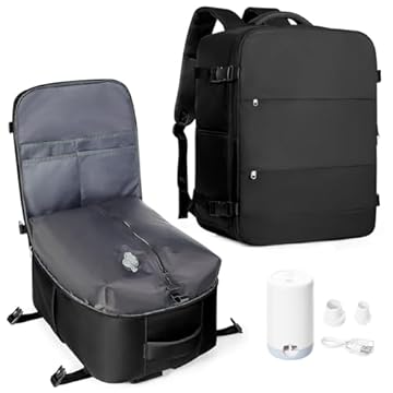 Mochila de viagem coowoz unissex, grande, mala de mão, mochila para trilha, Preto, Large