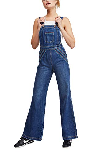 Free People Women's Chasing Rainbows Striped Overalls Jumpsuit Blue 2