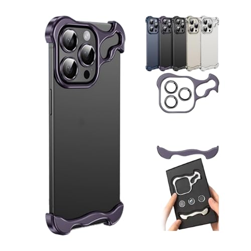 Coque iPhone 13 sans cadre violette avec coins en métal antichoc