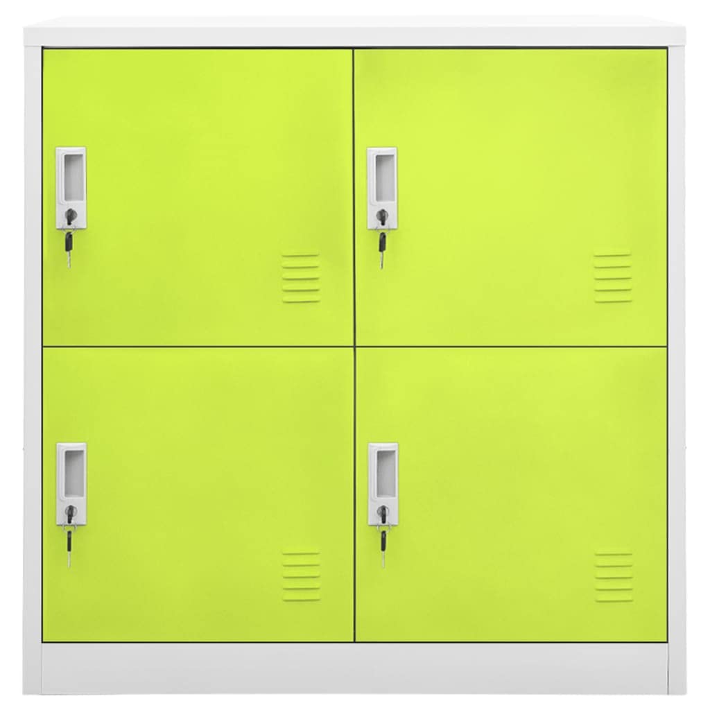 Armadio indipendente da ufficio, in metallo, per aziende, ufficio, scuola, grigio chiaro e verde, 90 x 45 x 92,5 cm, in acciaio