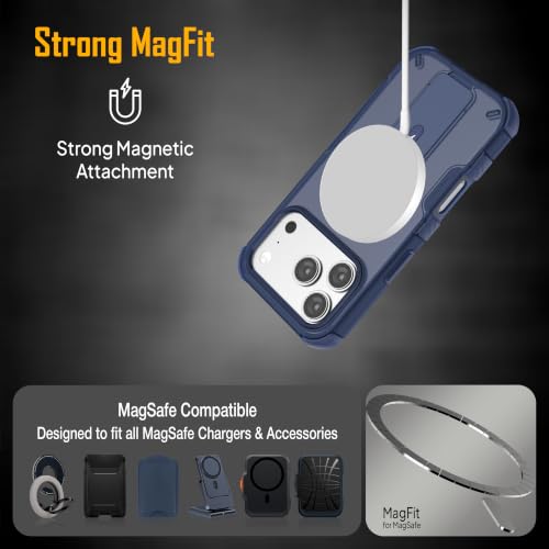 Image of ZAP CASE Matte Kickstand Case for iPhone 17 Pro | Magsafe Compatible | Premium Polycarbonate Back + Flexible TPU Bumper | Foldable Stand | Military-Grade Drop Protection | Anti-Fingerprint | Blue