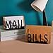 Nerjan 2PACK Metal Mail Holder Countertop Bill Organizer with Modern Cutout Lettering Design for Office Home Desk Envelopes Bills Documents Storage