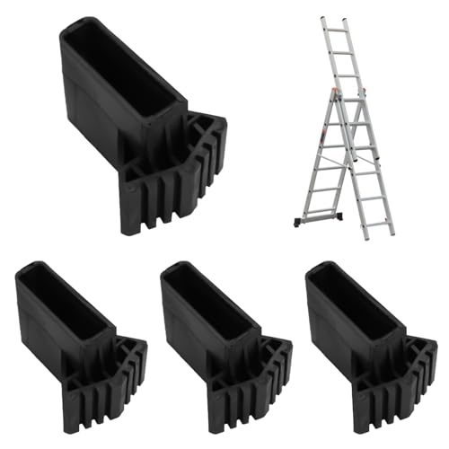 4 Piezas Pies de Escalera, Resistentes al Desgaste Patas Goma Escalera, Escalera Antideslizante Pies Alfombrilla para Escaleras Telescópicas, Escaleras Técnicas, Escaleras de Espiga (Negro)