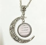 Charm Crescent Moon Song Lyric Jewelry - Demi Lovato Song Lyrics Quote Necklace - Inspirational Music Pendant - Silver Motivational Jewelry Gift for Her