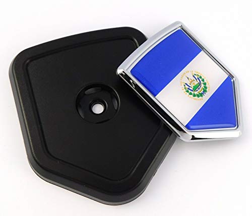 Image of El Salvador flag Car Truck Black Shield Grill Badge grille chrome emblem 2.6 inch x 3.1 inch