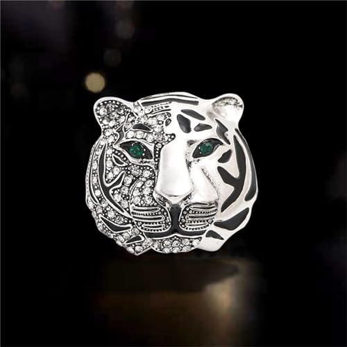 Image of WCRAZYE Rhinestone Tiger Head Brooch Pins for Men Women Dainty Gold Silver Vintage Animal Lapel Suit Pin,Punk Crysta Charm Tiger Head Badge Coat Collar Brooch for Girls