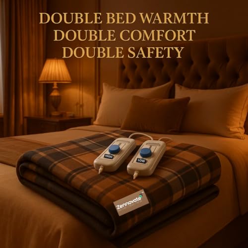 Image of Superior ISO Certified & ZED Certified Electric Under Blanket | Double Bed Size(150cmx150cm) | Shock Proof | Bed Warmer with Multiple Heat Controls (Body, Foot, High, Low) |10 Year Warranty