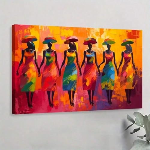 Impression toile femme africaine peinture expressionniste abstraite 21x30cm