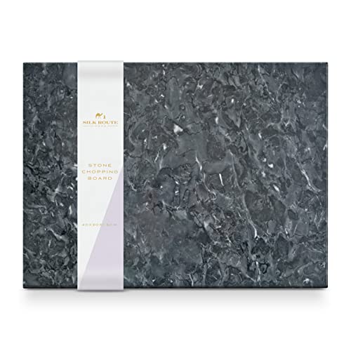 Silk Route Home Black Marble Chopping Board - 100% Natural Marble Cutting Board for Kitchen & Food Prep 40 x 30cm