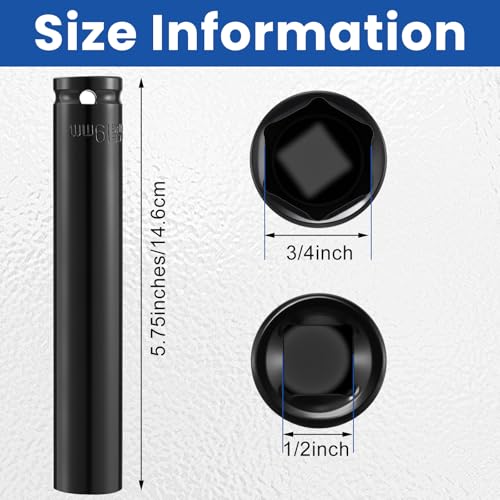 Image of 4 Pcs 6 Spline 3 /4 inch Socket Truck Cage Bolt Truck Tools Extra Deep 3 /4 inch Socket 1 /2 inch Drive