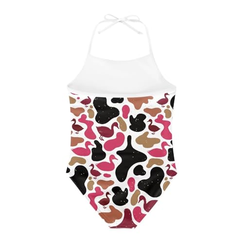 Image of ELEQIN Cartoon Animal Cute Girls One Piece Swimsuit Adjustable Swimwear for 3Y-10Y