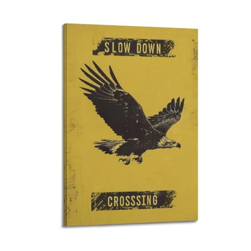 Affiche vintage Eagle Crossing Warning toile déco salon 50x75 cm