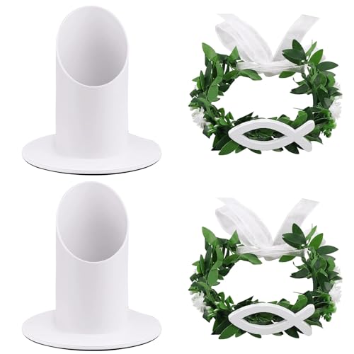 XineYuor 4PCS Portacandele in Metallo per Candele a Stelo e Candele da Tavolo,Candela per Comunione Antigoccia Ghirlande Decorative per Prima Comunione,Battesimo,Matrimonio,Ragazza