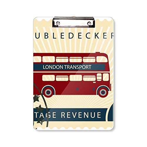 London Doubledecker Stamp England Britain UK - Carpeta portapapeles con placa de respaldo A4