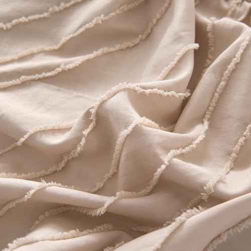 Bed Skirt Twin Size, Ruffled Bed Skirts with Split Corners, 18 Inch Drop Boho Twin Size Ruffle Bed Skirt with Platform, Pink-tinged Cream (Twin - 18" Drop)