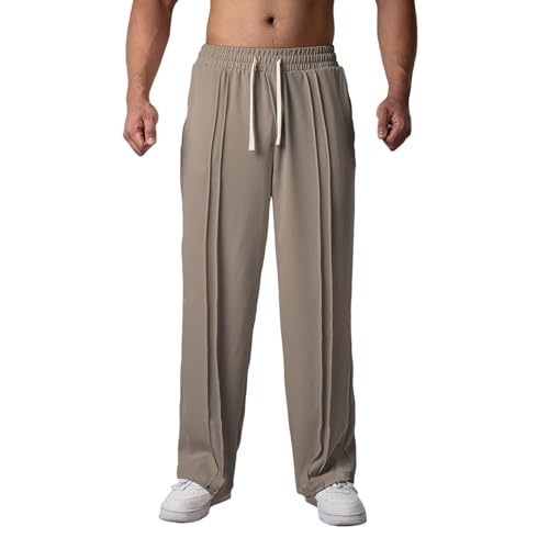Men's Long Pants Straight Wide Leg Front Trims Fashion Trousers Comfortable Elastic Waist Breathe Pant Work Going Out2